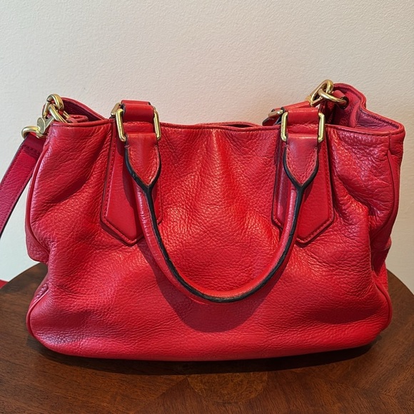 Marc Jacobs  satchel  shoulder /Crossbody bag  leather holiday red 3 compartment - Picture 8 of 17